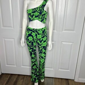 NWT Zara Flared Pull On Pants & One Shoulder Top Retro Y2K- 90’s